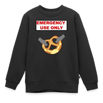 Brezel Nur für den Notfall - Kinder Premium Organic Sweatshirt - Schwarz - Vorne - AI Model Kid Female (0cm)