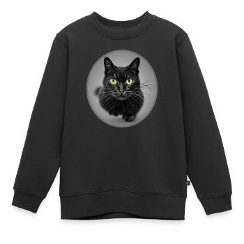 Superbe Chat Noir en train de Courir - Sweat Premium enfant bio - noir - Devant - AI Model Kid Female (0cm)