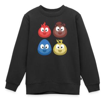 4 Elements (Fire, Earth, Water, Air) (Bubble) - Kids Premium Organic Sweatshirt - black - Front - AI Model Kid Female (0cm)
