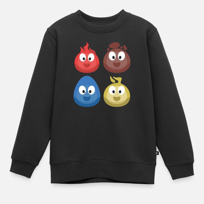 4 éléments (feu, terre, eau, air) (bulle) - Sweat Premium enfant bio - noir