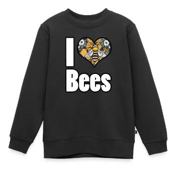 J’aime les abeilles / les abeilles / le miel / le nectar / l’amour - Sweat Premium enfant bio - noir - Devant - AI Model Kid Female (0cm)