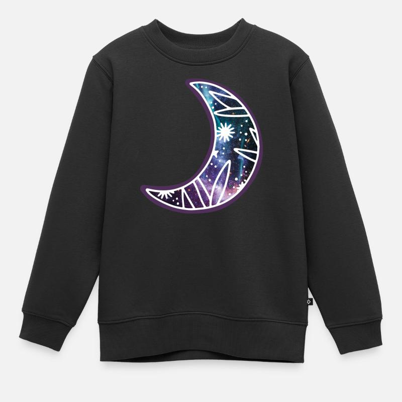 Mignon Magical Half Moon Doodle avec Galaxy Stars - Sweat Premium enfant bio - noir