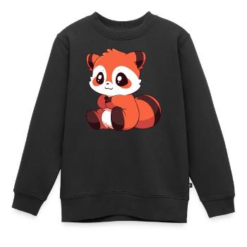 Kleiner Panda - Kinder Premium Organic Sweatshirt - Schwarz - Vorne - AI Model Kid Female (0cm)