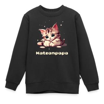 Katzenpapa süßes Kätzchen - Kinder Premium Organic Sweatshirt - Schwarz - Vorne - AI Model Kid Female (0cm)