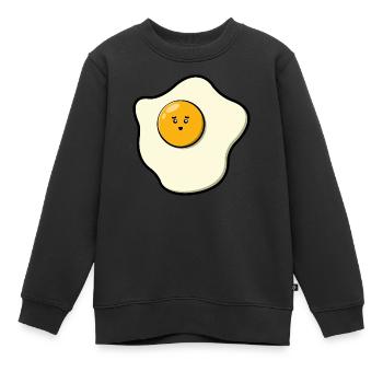 Oeuf au plat mignon - Sweat Premium enfant bio - noir - Devant - AI Model Kid Female (0cm)