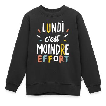 Lundi c'est moindre effort - Sweat Premium enfant bio - noir - Devant - AI Model Kid Female (0cm)