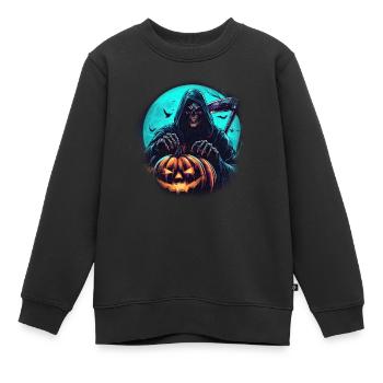 La faucheuse de citrouilles - Sweat Premium enfant bio - noir - Devant - AI Model Kid Female (0cm)