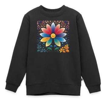 Einzigartige Blumenkunst: Bunte Flower-Art-Grafik - Kinder Premium Organic Sweatshirt - Schwarz - Vorne - AI Model Kid Female (0cm)