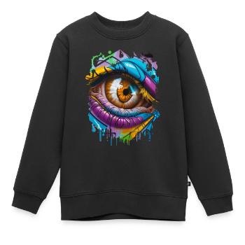 Graffiti Street Art Spray Vintage Schablone Retro - Kinder Premium Organic Sweatshirt - Schwarz - Vorne - AI Model Kid Female (0cm)