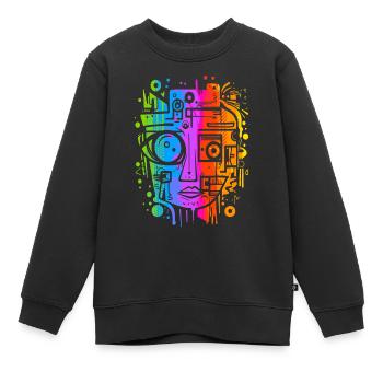 Graffiti Street Art Spray Vintage Schablone Retro - Kinder Premium Organic Sweatshirt - Schwarz - Vorne - AI Model Kid Female (0cm)