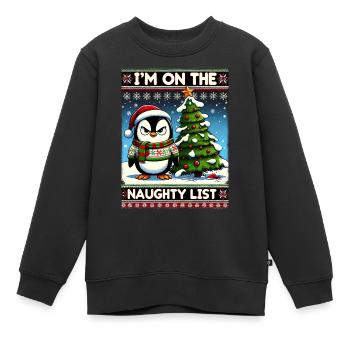 Anti Weihnachten grumpy Pinguin Weihnachtsmuffel - Kinder Premium Organic Sweatshirt - Schwarz - Vorne - AI Model Kid Female (0cm)