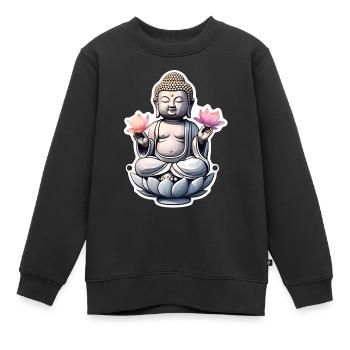bébé Bouddha - meditation yoga relaxation - Sweat Premium enfant bio - noir - Devant - AI Model Kid Female (0cm)