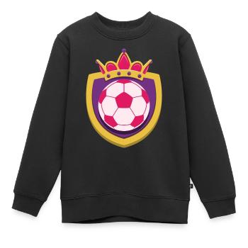 Fussball König Wappen - Kinder Premium Organic Sweatshirt - Schwarz - Vorne - AI Model Kid Female (0cm)