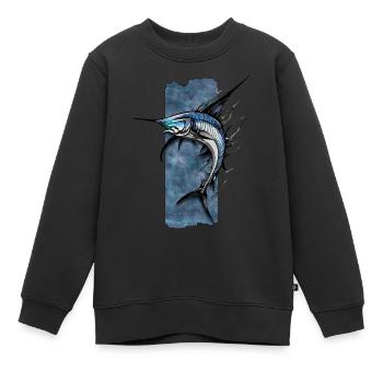 Souverain dentelé : le glissement royal de l’espadon - Sweat Premium enfant bio - noir - Devant - AI Model Kid Female (0cm)