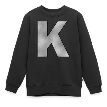 Lettre K Argent - Sweat Premium enfant bio - noir - Devant - AI Model Kid Female (0cm)