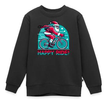 Bonne sortie de Noël Saint-Nicolas sur le vélo de route - Sweat Premium enfant bio - noir - Devant - AI Model Kid Female (0cm)