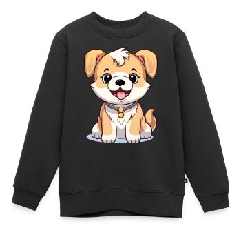 Cartoon Hund - Kleines Hündchen im Cartoon Look V1 - Kinder Premium Organic Sweatshirt - Schwarz - Vorne - AI Model Kid Female (0cm)