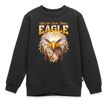 aigle, tête d’aigle, oiseau de proie, oiseau de proie, animal, nature - Sweat Premium enfant bio - noir - Devant - AI Model Kid Female (0cm)