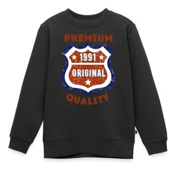 Qualité premium 1991 - Sweat Premium enfant bio - noir - Devant - AI Model Kid Female (0cm)