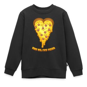 Küss mich, ich habe Pizza. Valentinstag Pizzaherz - Kinder Premium Organic Sweatshirt - Schwarz - Vorne - AI Model Kid Female (0cm)