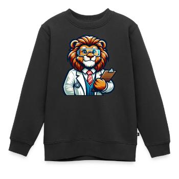 Scientifique Lion mignon - Sweat Premium enfant bio - noir - Devant - AI Model Kid Female (0cm)