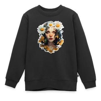 Margeriten Mädchen - Kinder Premium Organic Sweatshirt - Schwarz - Vorne - AI Model Kid Female (0cm)
