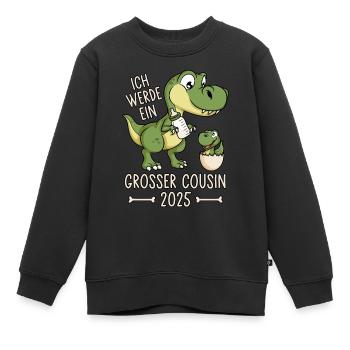 Dino Baby Ei Großer Cousin 2025 Dinosaurier - Kinder Premium Organic Sweatshirt - Schwarz - Vorne - AI Model Kid Female (0cm)