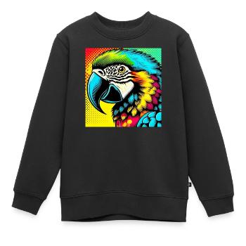 Papagei Pop Art - Kinder Premium Organic Sweatshirt - Schwarz - Vorne - AI Model Kid Female (0cm)