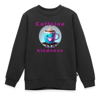 Liebevolle Kaffeetasse mit Botschaft "Koffein und Verwandtschaft" - Kinder Premium Organic Sweatshirt - Schwarz - Vorne - AI Model Kid Female (0cm)