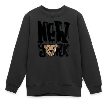 new york, bear,style - Kinder Premium Organic Sweatshirt - Schwarz - Vorne - AI Model Kid Female (0cm)