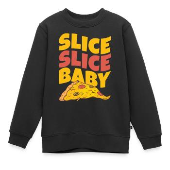 Slice Slice Baby Pizza - Kinder Premium Organic Sweatshirt - Schwarz - Vorne - AI Model Kid Female (0cm)