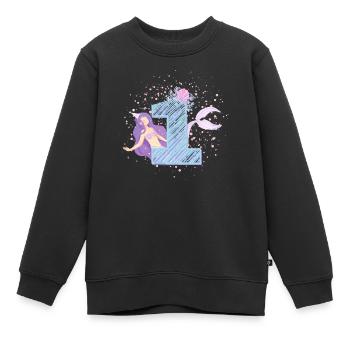 First Birthday Mermaid Girl Kids 1. - Kids Premium Organic Sweatshirt - black - Front - AI Model Kid Female (0cm)