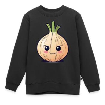 Freche Zwiebel - Kinder Premium Organic Sweatshirt - Schwarz - Vorne - AI Model Kid Female (0cm)