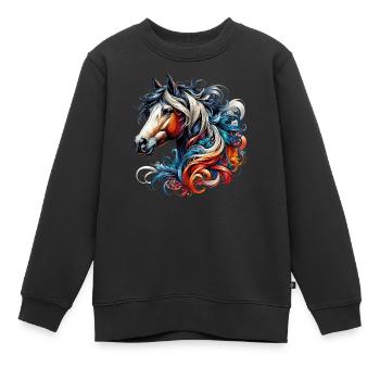 Pferd - Kinder Premium Organic Sweatshirt - Schwarz - Vorne - AI Model Kid Female (0cm)
