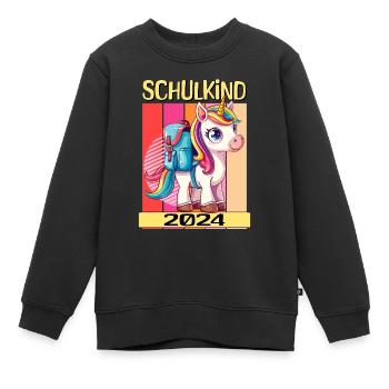 Écolier 2024 Licorne École Élève - Sweat Premium enfant bio - noir - Devant - AI Model Kid Female (0cm)