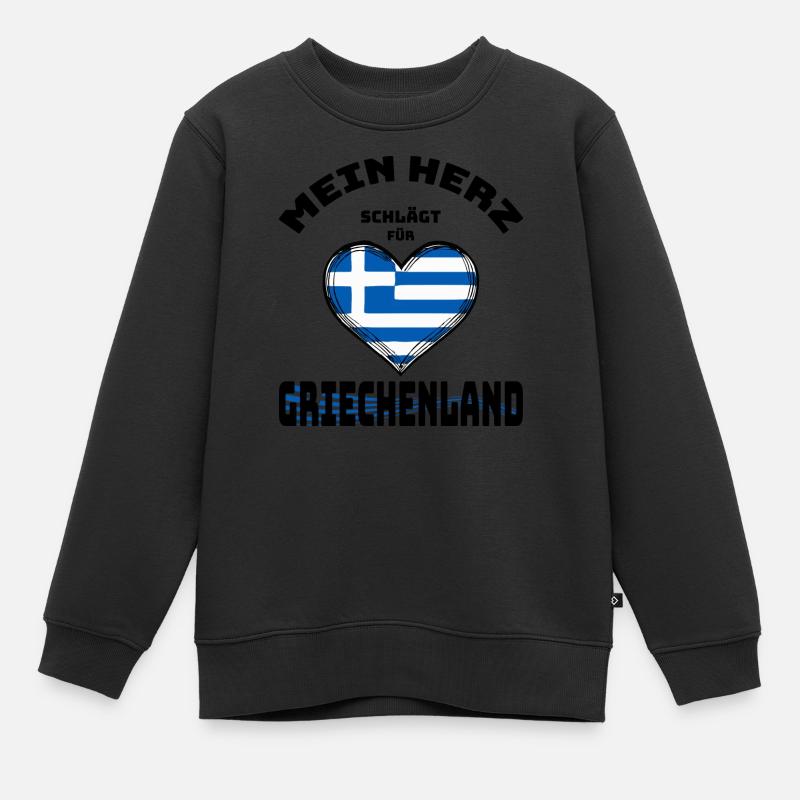 Mon cœur bat pour la Grèce - Sweat Premium enfant bio - noir