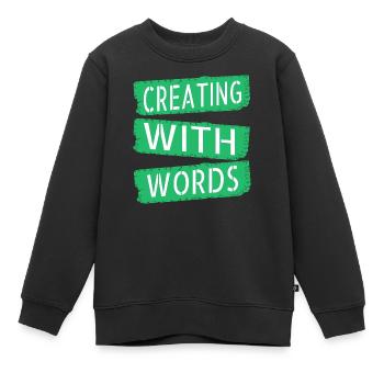 bday awesome writing tips gift idea imagination - Kinder Premium Organic Sweatshirt - Schwarz - Vorne - AI Model Kid Female (0cm)