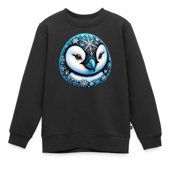 Pinguin Schneeflocke Schneeflocken - Kinder Premium Organic Sweatshirt - Schwarz - Vorne - AI Model Kid Female (0cm)