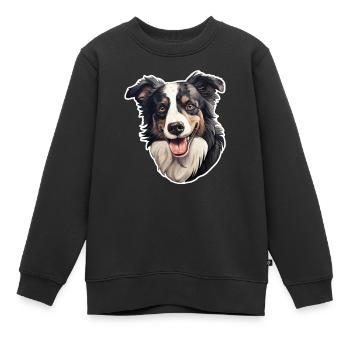 Tête de Border Collie - Sweat Premium enfant bio - noir - Devant - AI Model Kid Female (0cm)