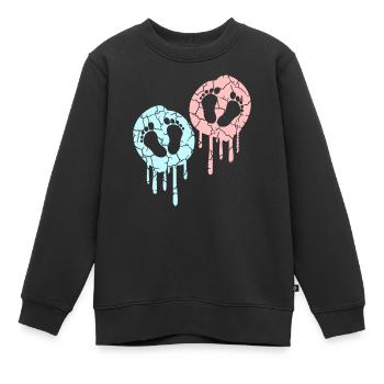 2 Twins Bébés Enceinte Ventre Empreinte Pieds - Sweat Premium enfant bio - noir - Devant - AI Model Kid Female (0cm)