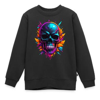 Skull - Kinder Premium Organic Sweatshirt - Schwarz - Vorne - AI Model Kid Female (0cm)