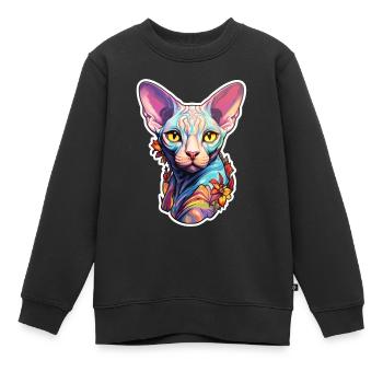 Sphynx-Katzenkopf - Kinder Premium Organic Sweatshirt - Schwarz - Vorne - AI Model Kid Female (0cm)