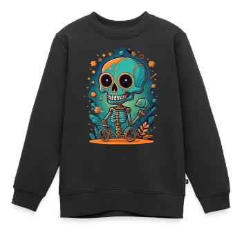 Squelette - Sweat Premium enfant bio - noir - Devant - AI Model Kid Female (0cm)