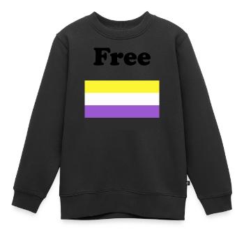Drapeau non binaire gratuit - Sweat Premium enfant bio - noir - Devant - AI Model Kid Female (0cm)