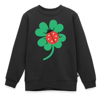 Cloverleaf with Ladybug - Kids Premium Organic Sweatshirt - black - Front - AI Model Kid Female (0cm)