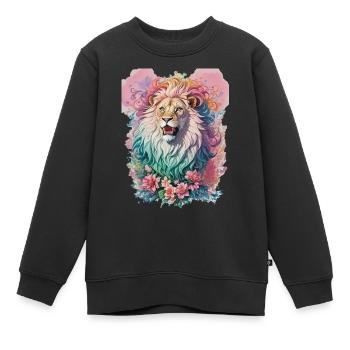 Aquarelle Lion - Sweat Premium enfant bio - noir - Devant - AI Model Kid Female (0cm)