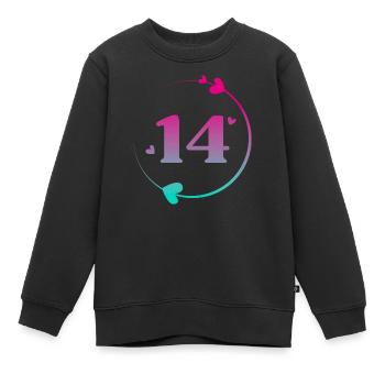 14e anniversaire cercle cœur coloré - Sweat Premium enfant bio - noir - Devant - AI Model Kid Female (0cm)