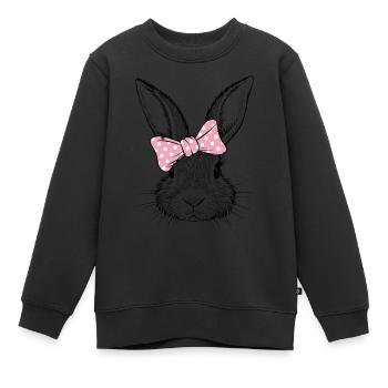 Hase mit rosa Schleife - Kinder Premium Organic Sweatshirt - Schwarz - Vorne - AI Model Kid Female (0cm)