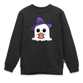 Chibi Halloween Ghost | Cute ghost design - Kids Premium Organic Sweatshirt - black - Front - AI Model Kid Female (0cm)