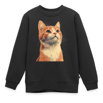 Cute Ginger Cat - Kids Premium Organic Sweatshirt - black - Front - AI Model Kid Female (0cm)